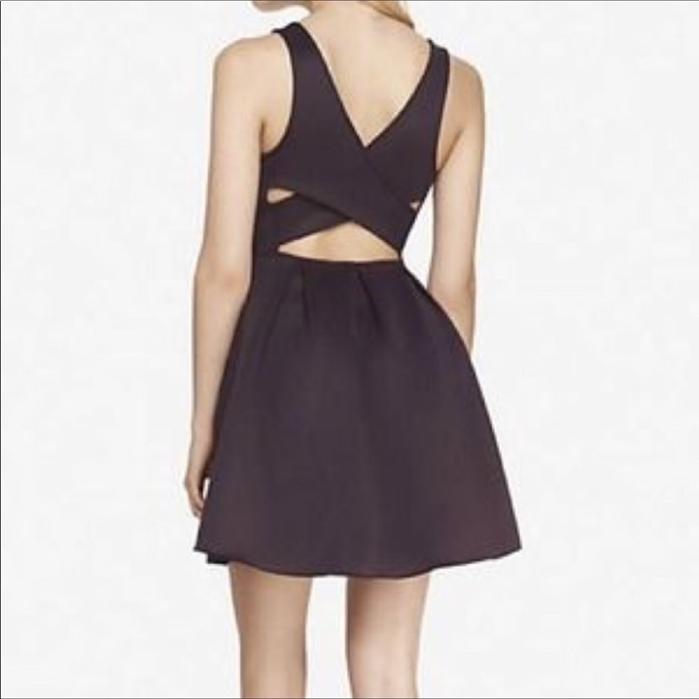 Express plum purple mini dress with flared skirt